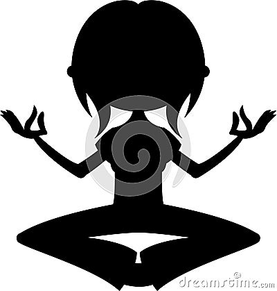 Cute Yoga Girl in Silhouette Vector Illustration