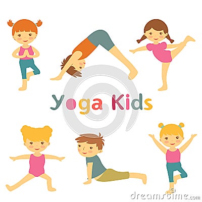 Cute Yoga Kids Stock Vector - Image: 53632849