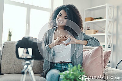 Cute young African woman Stock Photo