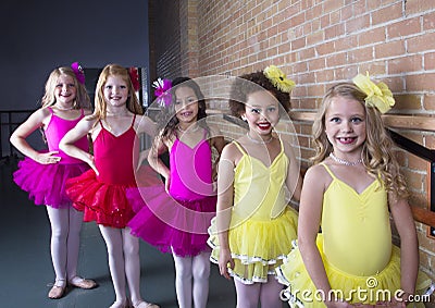 Cute young ballerinas at a dance studio Stock Photo