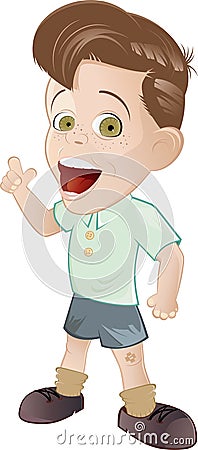 Cute young boy with quiff Vector Illustration