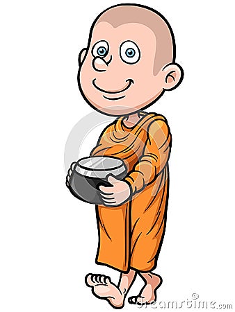 Cute young monk Vector Illustration