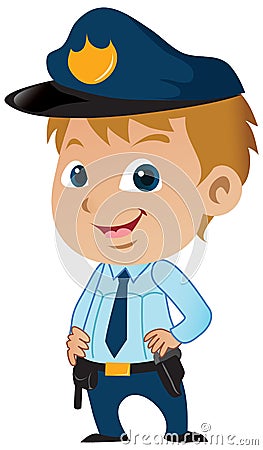 Cute Young Policeman Vector Illustration