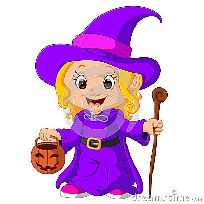 Cute young witch Vector Illustration