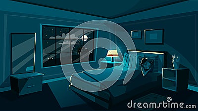 cute young woman sleeping bedroom at night Stock Photo