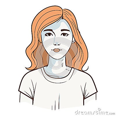 Cute young woman smiling, hair in fashion Vector Illustration