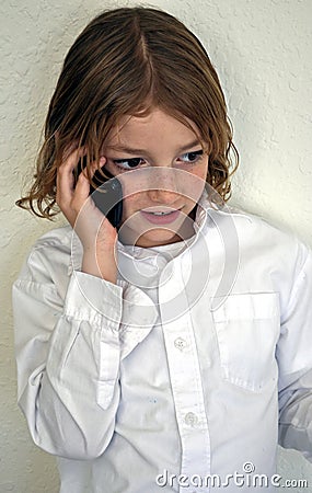 Cute Youth Boy Talking on the Phone Stock Photo