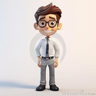 Cartoonish 3d Male Character With Glasses And Tie Stock Photo