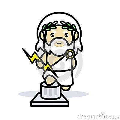 Cute Zeus God of thunder mascot design Cartoon Illustration