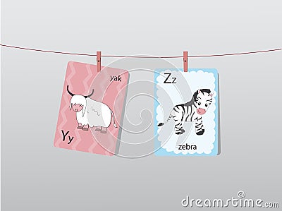 Cute zoo alphabet with funny animals, Letters, Animal alphabet, Learn to read, Vector illustrations Vector Illustration