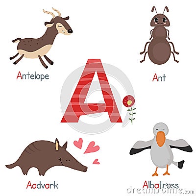 Cute zoo alphabet Vector Illustration