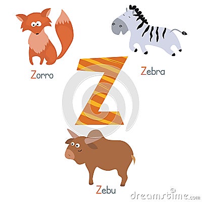 Cute zoo alphabet Vector Illustration