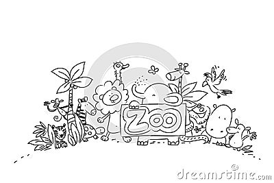 Cute zoo animals Vector Illustration