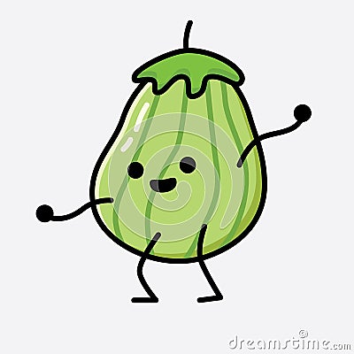 Cute Zucchini Fruit Mascot Vector Character Vector Illustration