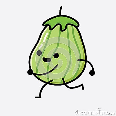Cute Zucchini Fruit Mascot Vector Character Vector Illustration