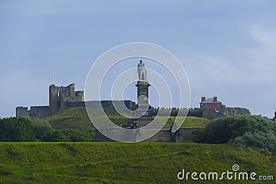 Cuthbert Collingwood Monument at the mouth of the Tyne near Newcastle Stock Photo