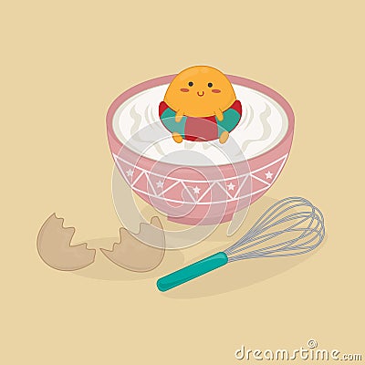 Cutie Yolk in a Cup Vector Illustration