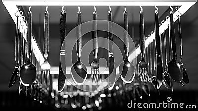 Cutlery bw Stock Photo