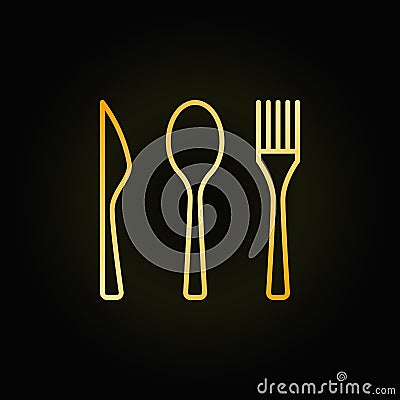 Cutlery golden linear icon Vector Illustration