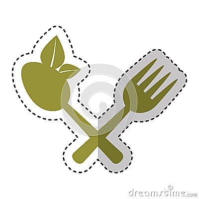 Cutlery with leafs healthy food Vector Illustration