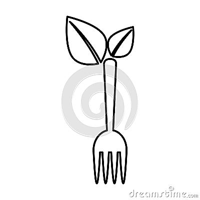 Cutlery with leafs healthy food Vector Illustration