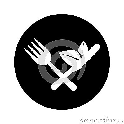 Cutlery with leafs healthy food Vector Illustration