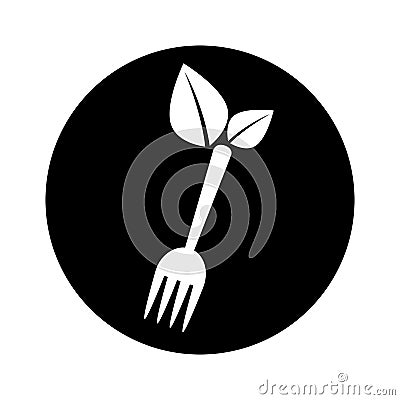 Cutlery with leafs healthy food Vector Illustration