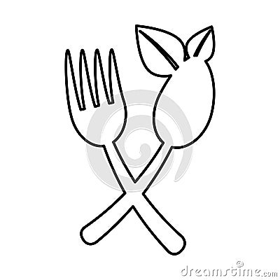 Cutlery with leafs healthy food Vector Illustration