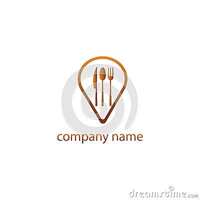 Cutlery logo illustration location outline restaurant symbol design vector Vector Illustration