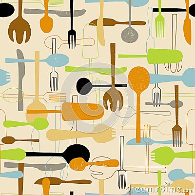 Cutlery seamless pattern background. Stock Photo