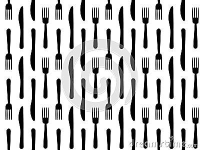 Cutlery seamless pattern fork knife Stock Photo