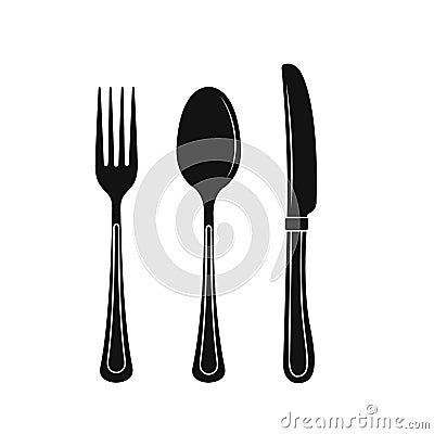 Cutlery on a transparent background. Fork knife and spoon silhouettes. Vector Vector Illustration