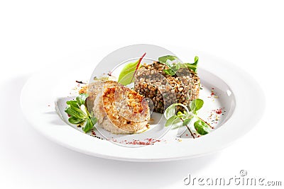 Cutlet with Buckwheat Stock Photo