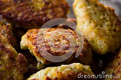 Cutlets. Chicken cutlets. Fried cutlets. Cutlets in the pot. Proper nutrition. Cooking Delicious burgers. Cutlet. Tasty food. Stock Photo