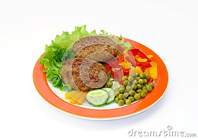 Cutlets & vegetables Stock Photo