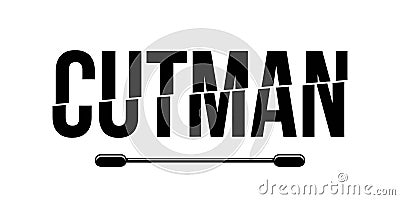 Cutman cotton swab in boxing abstract illustration. One medical black clean wool stick used for wounds, cuts, scars in Vector Illustration