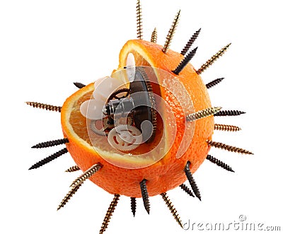 Cut Mechanical Orange Stock Photo