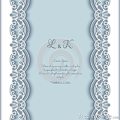 Cutout paper background with lace borders Vector Illustration