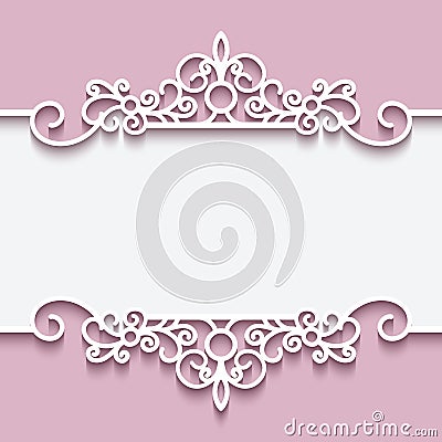 Cutout paper lace frame Vector Illustration