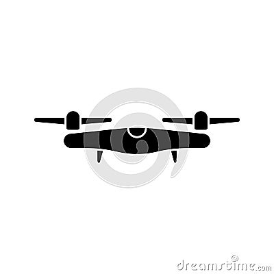 Cutout silhouette Drone icon. Outline logo of robotic quadcopter. Black illustration of smart computer for delivery, security Vector Illustration