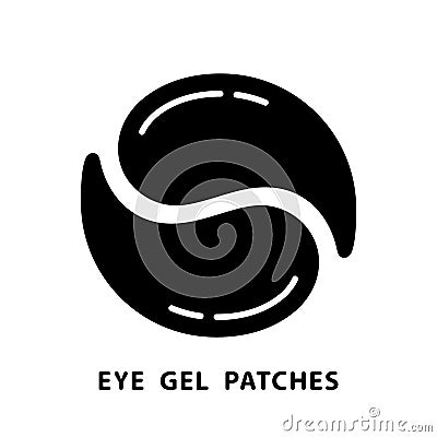 Cutout silhouette Eye gel patches, round layout icon. Outline logo for woman`s cosmetics. Black simple illustration of eye mask. Vector Illustration