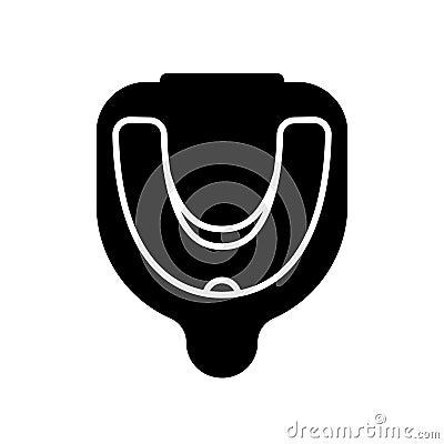 Cutout silhouette of Mouthguard in box. Outline icon of storage container. Black simple illustration of anti snoring. Sport Vector Illustration