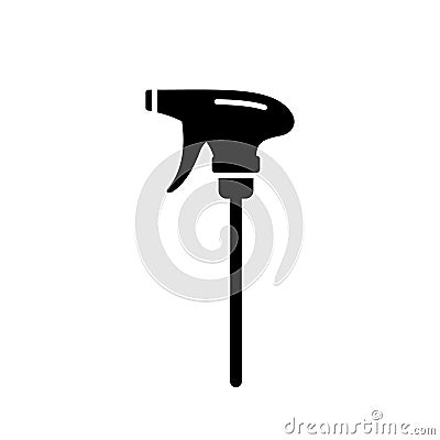 Cutout silhouette of Separate nozzle spray with tube. Outline icon of plastic hand sprayer. Black illustration of manual tool for Vector Illustration
