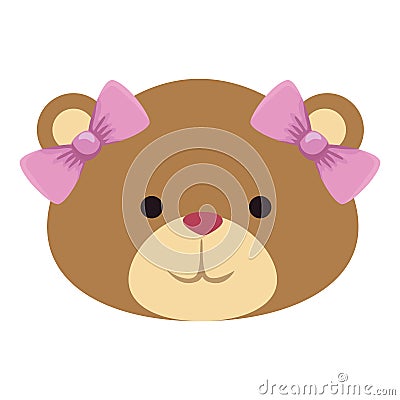 cutte little bear teddy female with bows head Cartoon Illustration