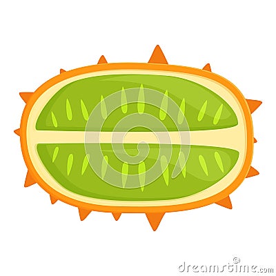 Cutted half kiwano icon cartoon vector. Eco dessert Vector Illustration