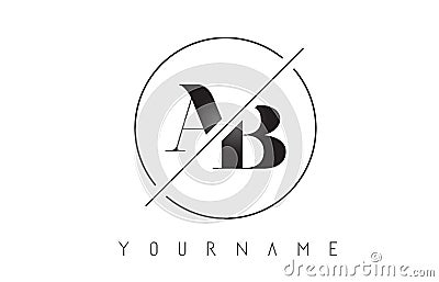 AB Letter Logo with Cutted and Intersected Design Vector Illustration