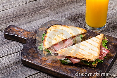 Cutted sandwiches with jamon Stock Photo