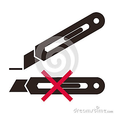 Cutter knife. Packing sign Vector Illustration