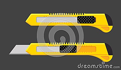 Cutter knife vector blade. Paper craft utility stationery office craft cut razor Vector Illustration