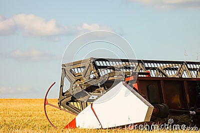 Cutter platform of reaping machine close-up Stock Photo